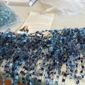 Navy and light blue confetti necklace scarf  .  Never worn. Beautiful colors